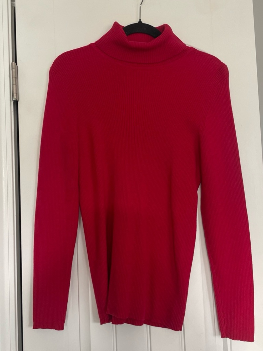 Kim Rogers Red Ribbed Turtleneck Sweater Womens Large Classic Knit